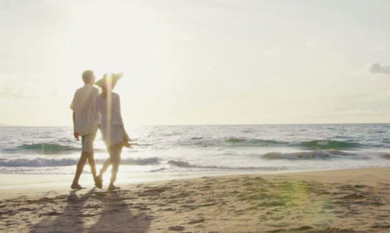 couple walking on beach